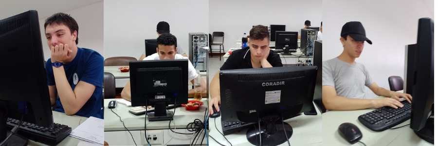 Colage realizado con las fotos de los 4 participantes trabajando sobre la computadora